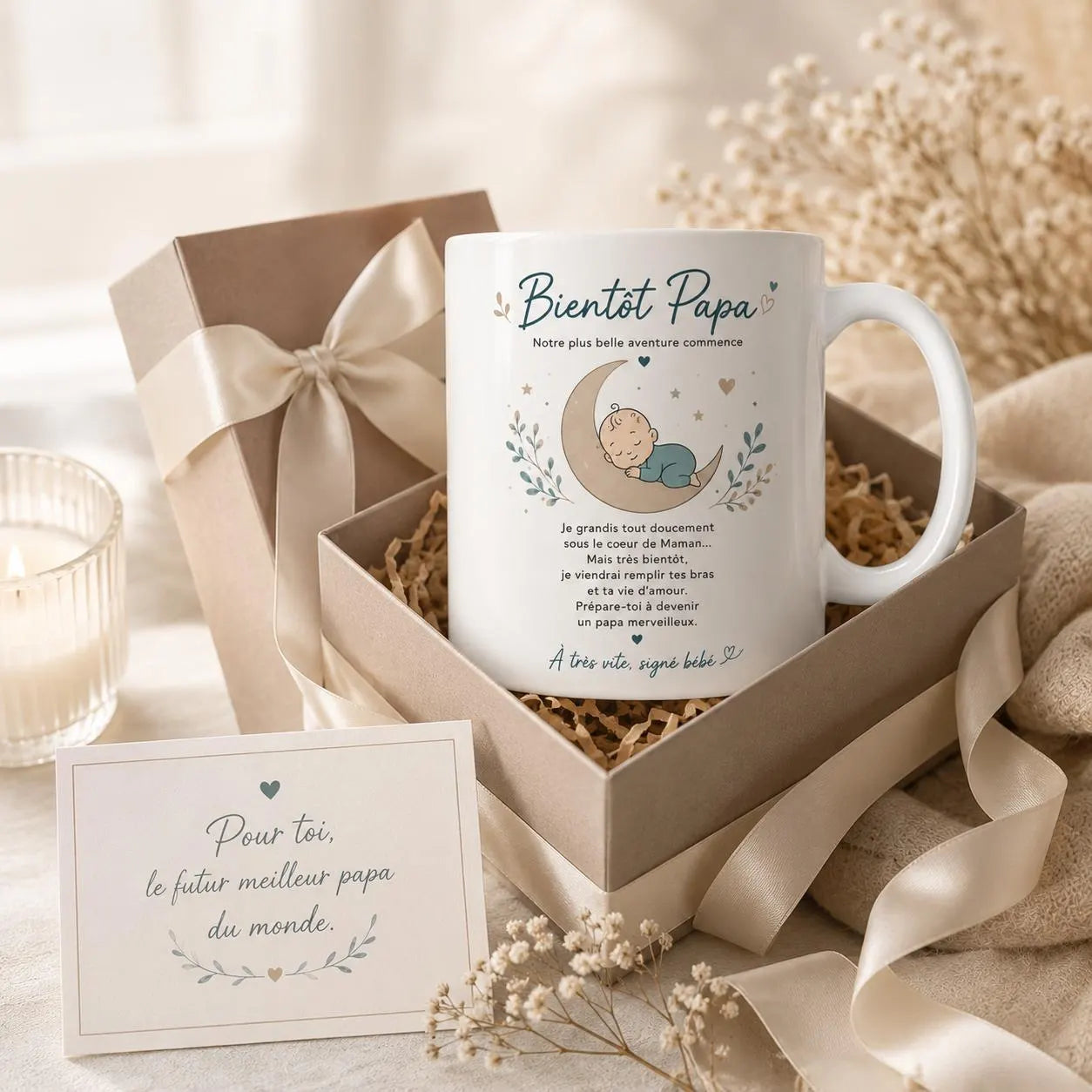 Mug Futur Papa Naissance – Cadeau Bientôt Papa avec Message Bébé