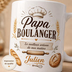 Mug Papa Boulanger Personnalisé Prénom | Tasse Céramique Cadeau Fête des Pères | Cadeau Papa Artisan Boulanger Fait Main France