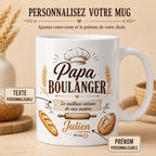 Mug Papa Boulanger Personnalisé Prénom | Tasse Céramique Cadeau Fête des Pères | Cadeau Papa Artisan Boulanger Fait Main France
