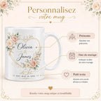 Mug mariage personnalisé prénoms et date