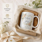 Mug mariage personnalisé prénoms et date