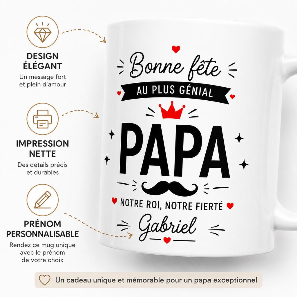Cadeau Personnalisé Pour Papa, Mug Papa Personnalisé, Tasse Papa Personnalisée, Bonne Fête des Pères, Prénom Personnalisable