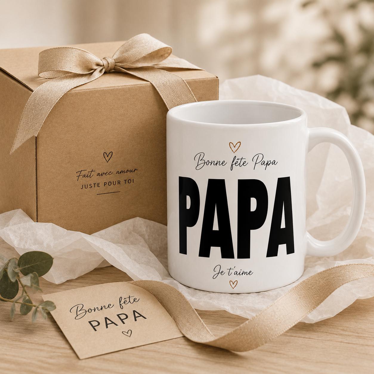 Mug céramique blanc 11 oz présenté avec ses dimensions et sa contenance approximative