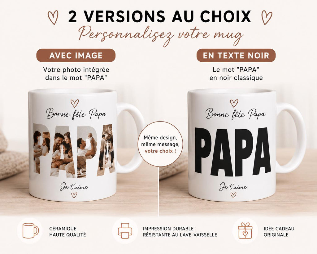 Mug Personnalisé Photo et Prénom, Tasse Personnalisée papa, Cadeau Papa Fête des Pères, tasse papa personnalisée, Mug fêtes des pères