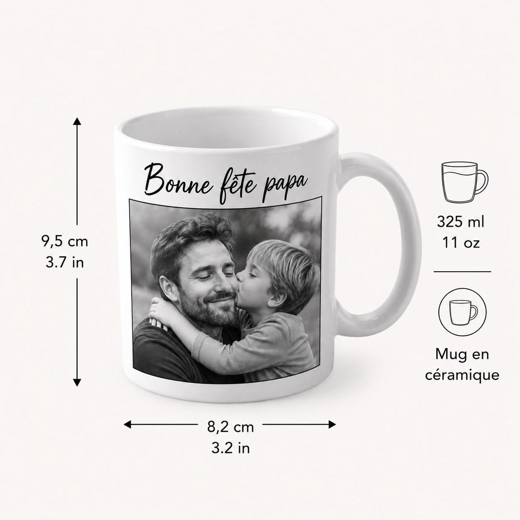Cadeau Fête des Pères Personnalisé – Mug Photo Papa avec Prénom, Tasse Personnalisée Papa, Cadeau Papa Original, Photo Enfant