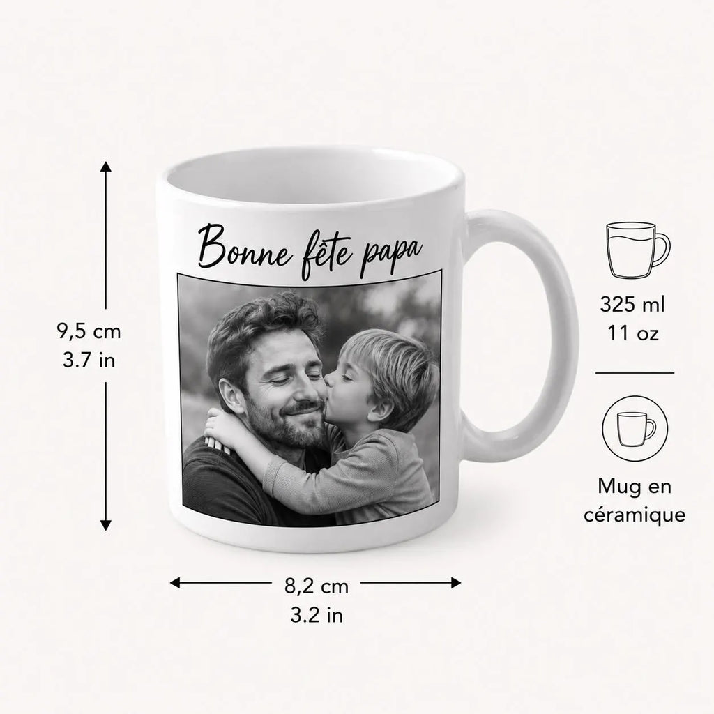 Mug Bonne Fête Papa Personnalisé avec Photo