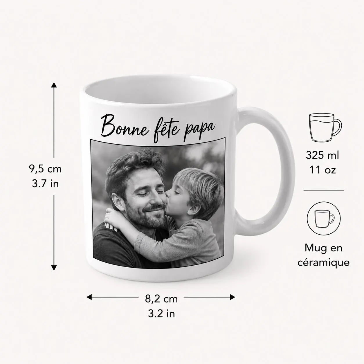 Mug Bonne Fête Papa Personnalisé avec Photo