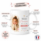 Cadeau Nounou Personnalisé – Mug Photo Prénom Date, Tasse Céramique Merci Nounou, cadeau nounou fin de contrat