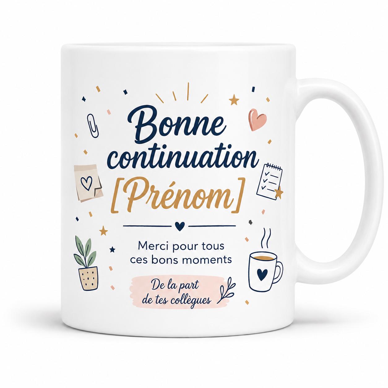 Mug Départ Collègue Personnalisé, Cadeau Au Revoir avec Prénom et Message