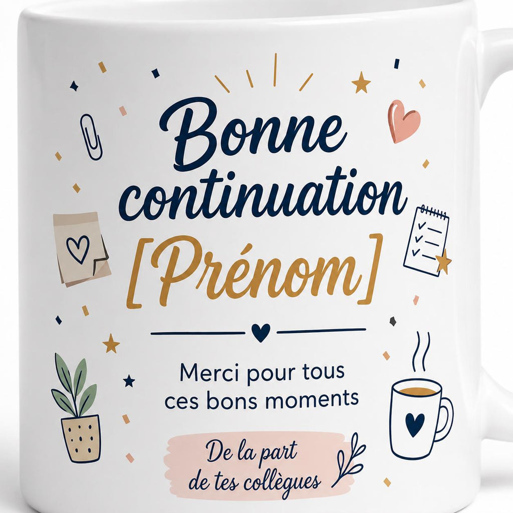 Mug Départ Collègue Personnalisé, Cadeau Au Revoir avec Prénom et Message