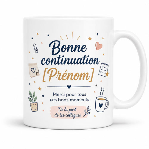 Mug Départ Collègue Personnalisé, Cadeau Au Revoir avec Prénom et Message