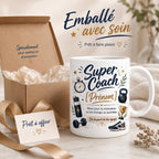 Mug Coach Sportif Personnalisé, Cadeau Merci Coach avec Prénom