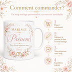Mug Mariage Invités Personnalisé, Cadeau Souvenir avec Prénom et Date