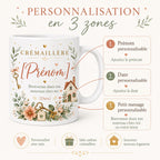 Mug Crémaillère Personnalisé, Cadeau Nouvelle Maison avec Prénom et Date