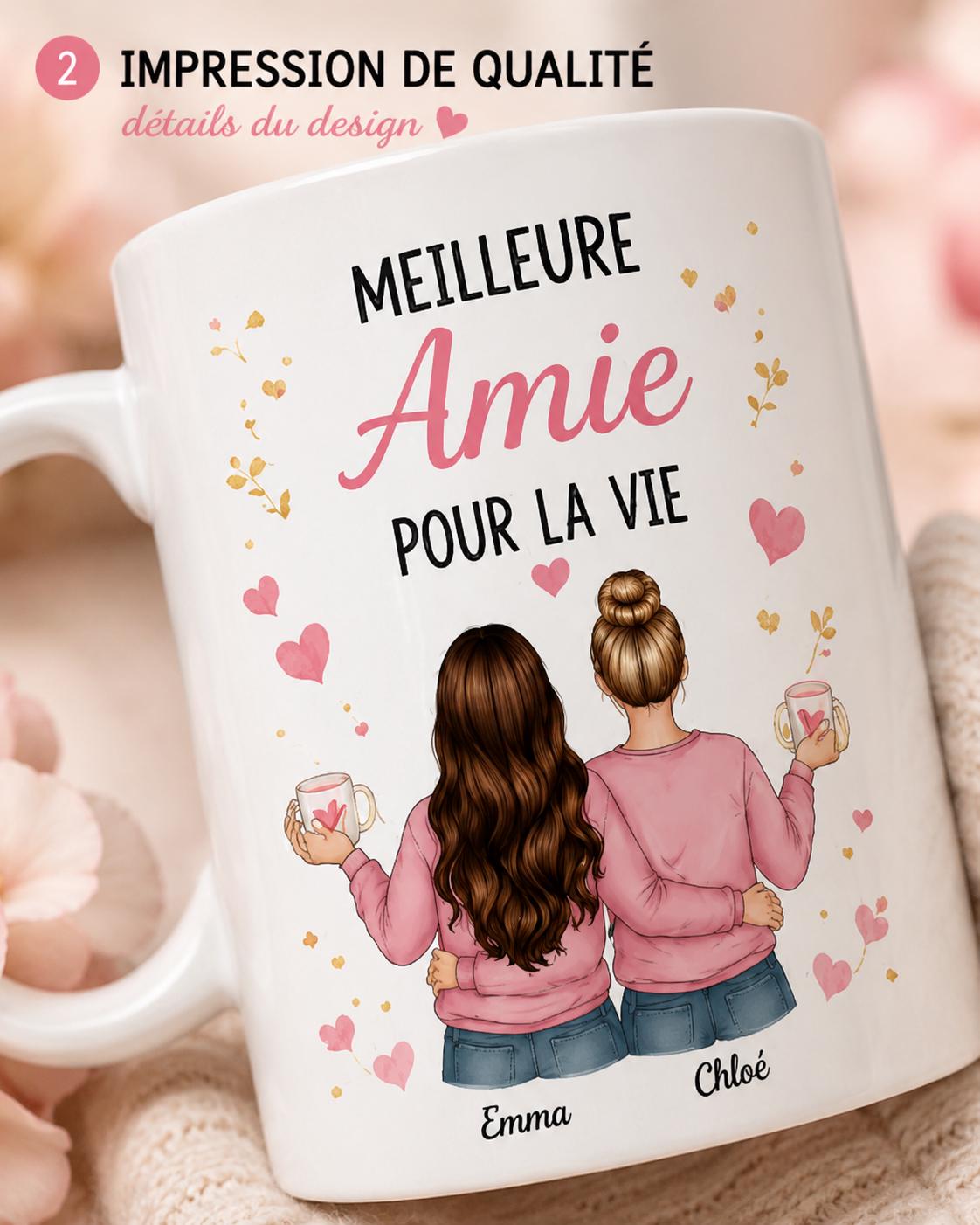 Mug Meilleure Amie Personnalisé, Cadeau Amitié avec Prénom et Message
