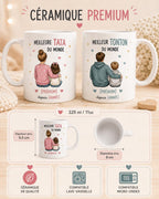 Mug Tata ou Tonton Personnalisé, Cadeau Famille avec Prénom et Message