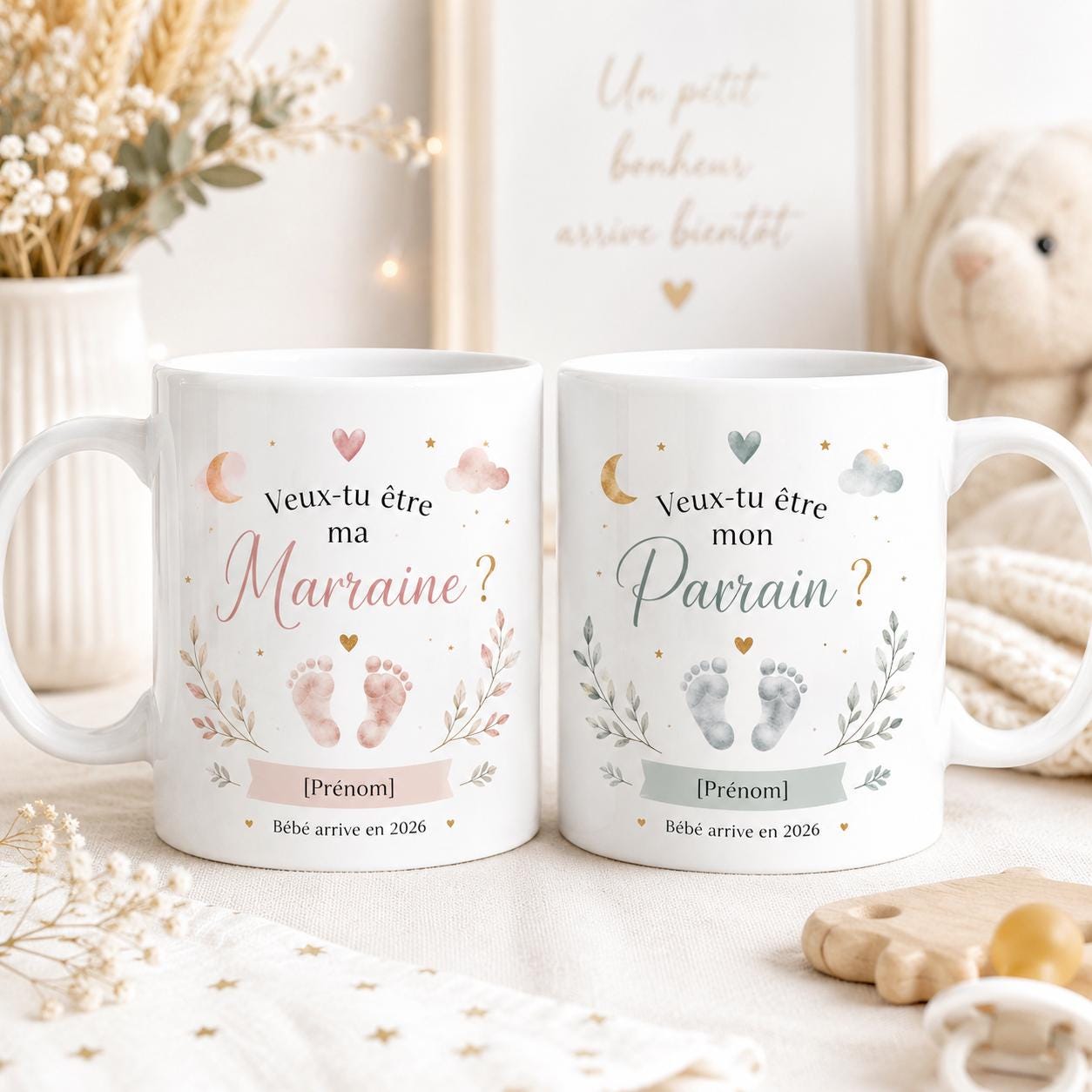 Mug Parrain Marraine Annonce Bébé, Veux-tu Être Mon Parrain ou Ma Marraine