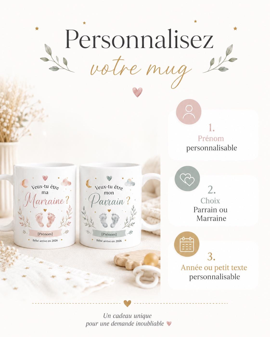 Mug Parrain Marraine Annonce Bébé, Veux-tu Être Mon Parrain ou Ma Marraine