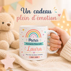 Mug Nounou Personnalisé, Cadeau Assistante Maternelle avec Prénom, Tasse Merci Nounou Fin d’Année, Souvenir Enfant