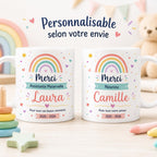 Mug Nounou Personnalisé, Cadeau Assistante Maternelle avec Prénom, Tasse Merci Nounou Fin d’Année, Souvenir Enfant