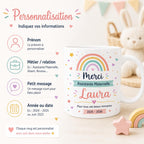 Mug Nounou Personnalisé, Cadeau Assistante Maternelle avec Prénom, Tasse Merci Nounou Fin d’Année, Souvenir Enfant