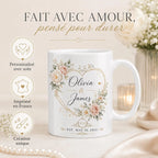 Mug mariage personnalisé prénoms et date
