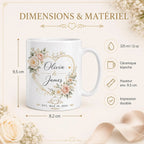 Mug mariage personnalisé prénoms et date