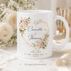 Mug mariage personnalisé prénoms et date