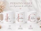 Mug Prénom Personnalisé avec Initiale, Tasse Fleurie Personnalisée, Cadeau Femme, Amie, Maîtresse ou Nounou