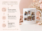 Mug Photo Pêle-Mêle Personnalisé, Tasse avec Plusieurs Photos, Cadeau Photo Famille Couple, Mug Souvenirs