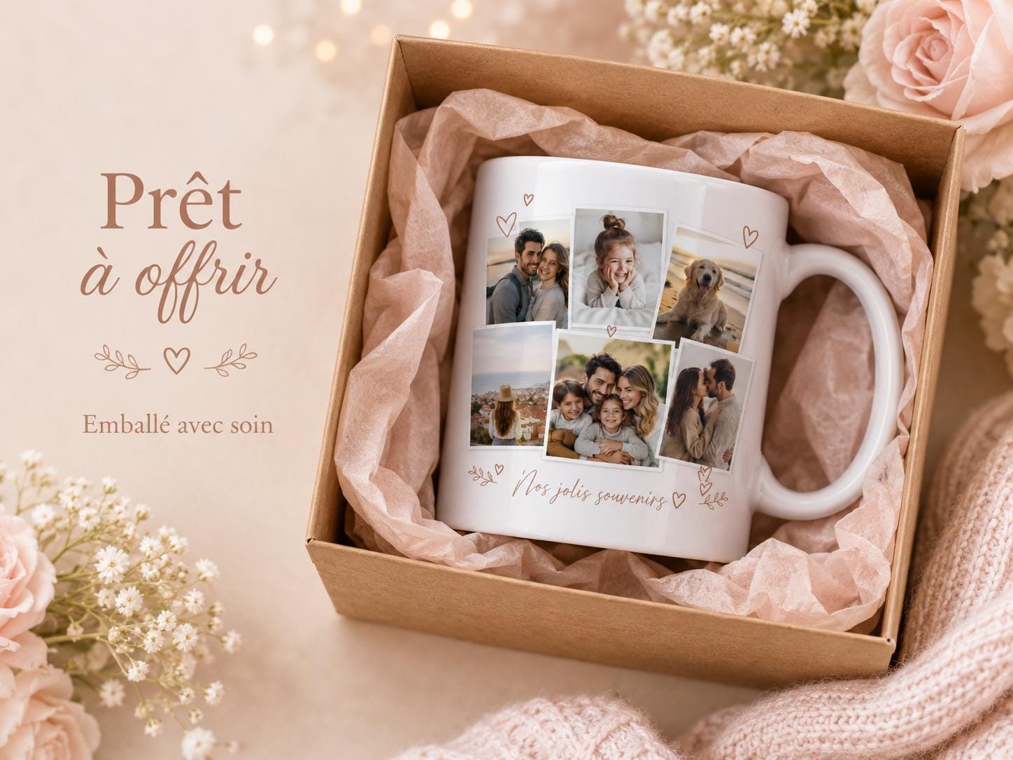 Mug Photo Pêle-Mêle Personnalisé, Tasse avec Plusieurs Photos, Cadeau Photo Famille Couple, Mug Souvenirs