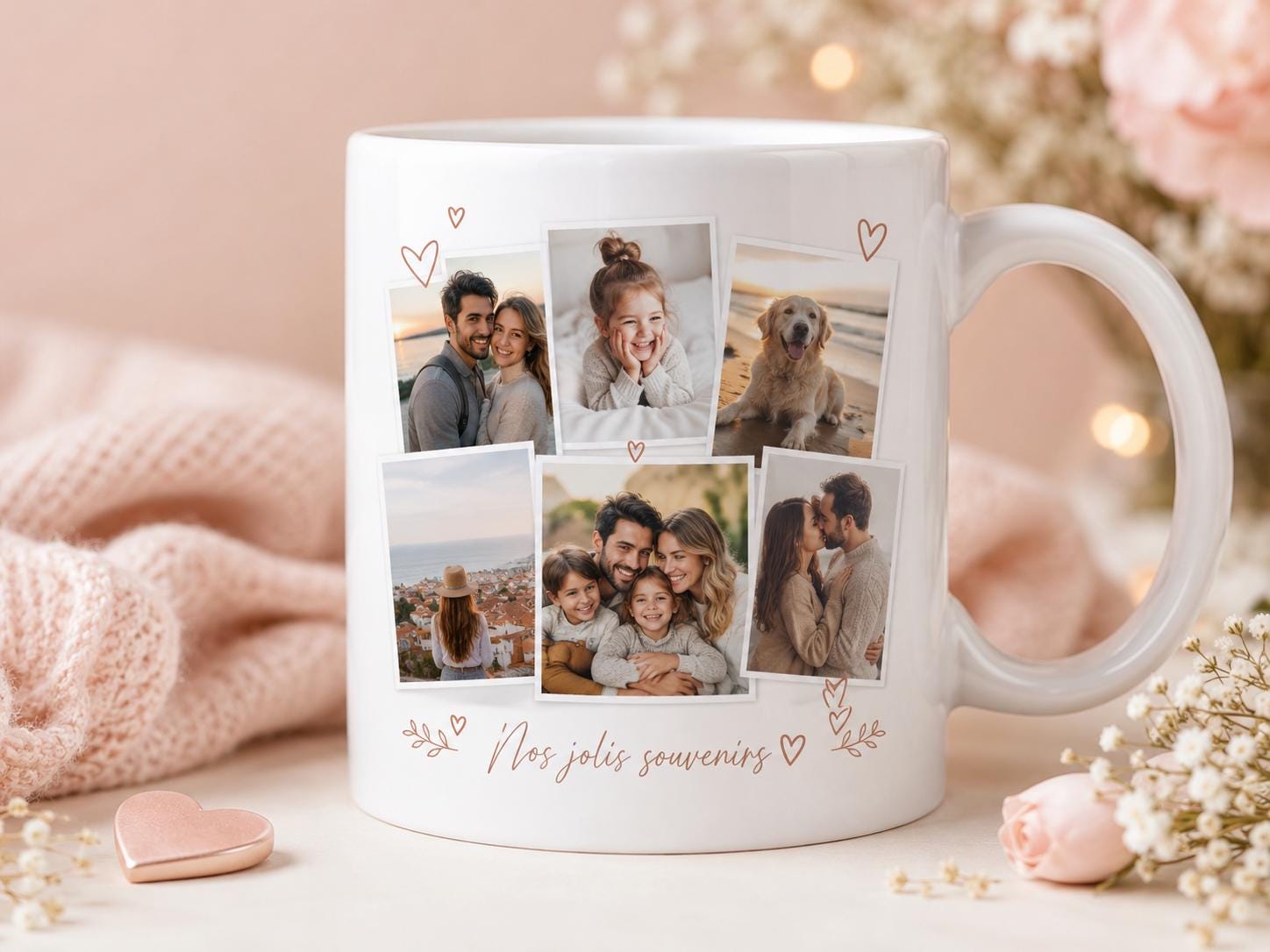 Mug Photo Pêle-Mêle Personnalisé, Tasse avec Plusieurs Photos, Cadeau Photo Famille Couple, Mug Souvenirs