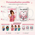 Mug Infirmière Personnalisé avec Prénom et Avatar