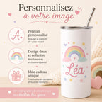 Gourde personnalisée enfant avec prénom, isotherme 591 ml et paille
