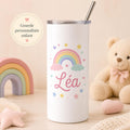 Gourde personnalisée enfant avec prénom, isotherme 591 ml et paille