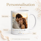 Mug personnalisé photo – Tasse photo personnalisée céramique avec prénoms et date, cadeau couple ou famille
