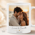 Mug personnalisé photo – Tasse photo personnalisée céramique avec prénoms et date, cadeau couple ou famille