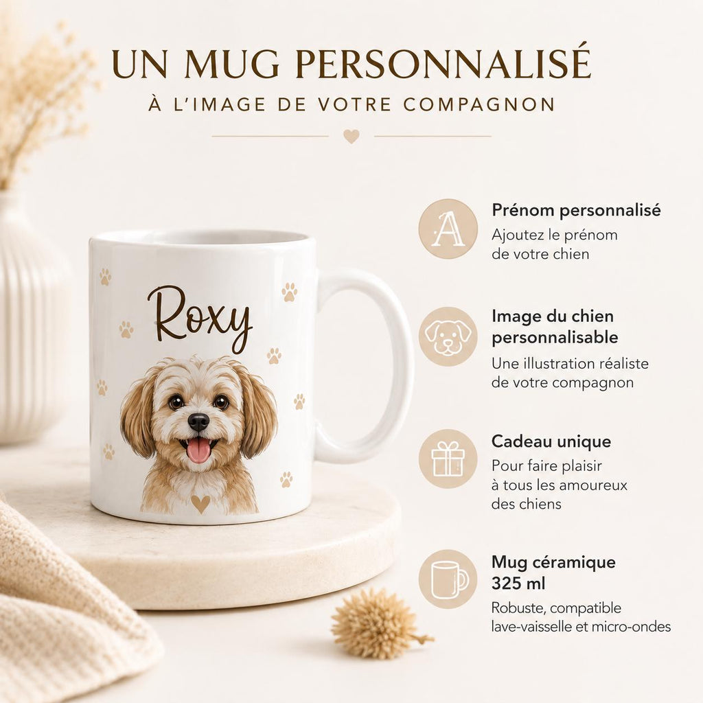 Mug chien personnalisé prêt à offrir, tasse photo avec prénom pour cadeau anniversaire ou Noël