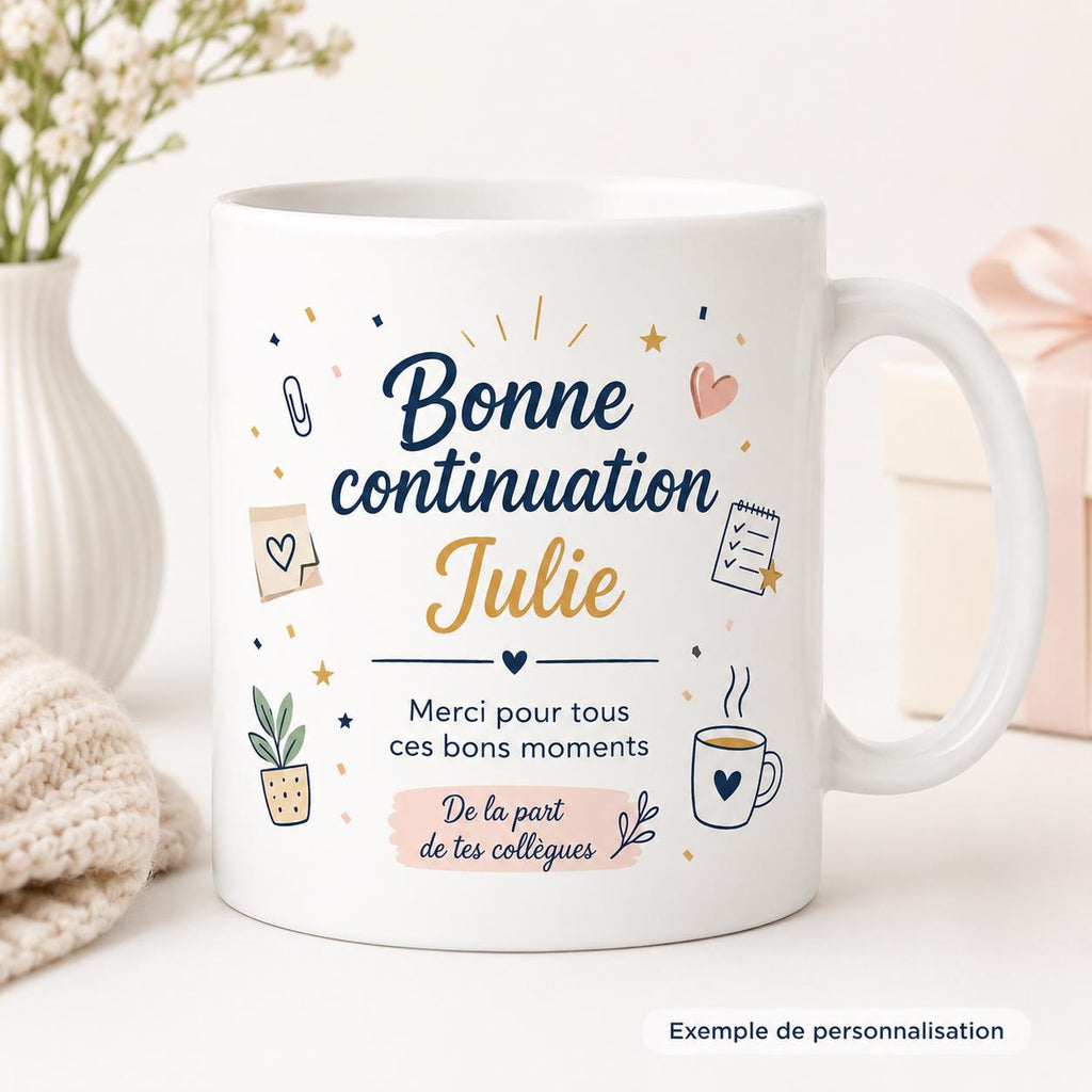 Mug Départ Collègue Personnalisé, Cadeau Au Revoir avec Prénom et Message