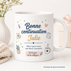 Mug Départ Collègue Personnalisé, Cadeau Au Revoir avec Prénom et Message