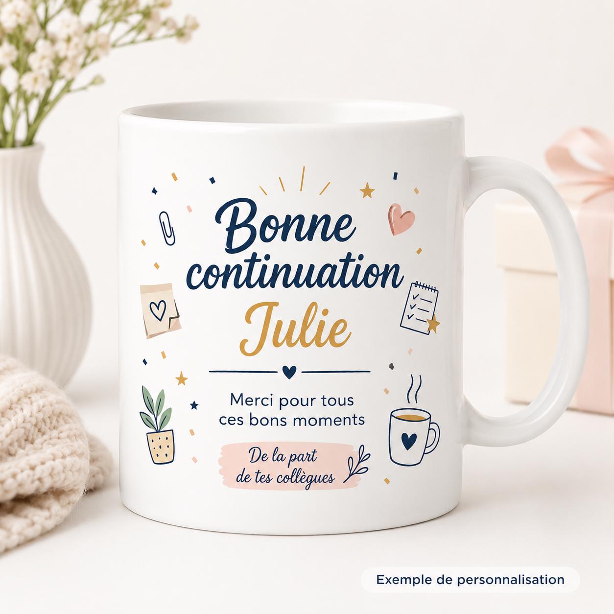 Mug Départ Collègue Personnalisé, Cadeau Au Revoir avec Prénom et Message