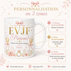 Mug EVJF Personnalisé, Cadeau Enterrement de Vie de Jeune Fille avec Prénom