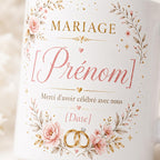 Mug Mariage Invités Personnalisé, Cadeau Souvenir avec Prénom et Date