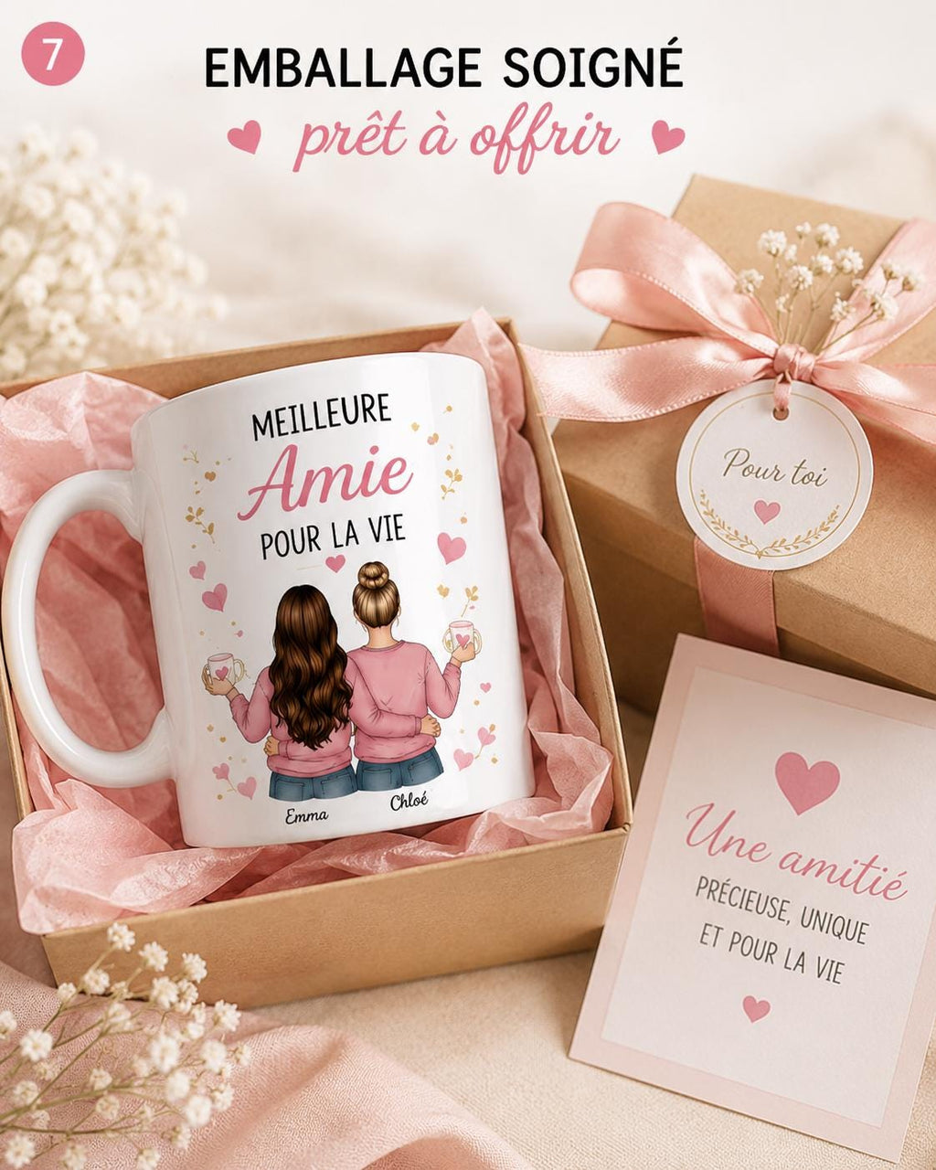Mug Meilleure Amie Personnalisé, Cadeau Amitié avec Prénom et Message
