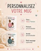 Mug Tata ou Tonton Personnalisé, Cadeau Famille avec Prénom et Message