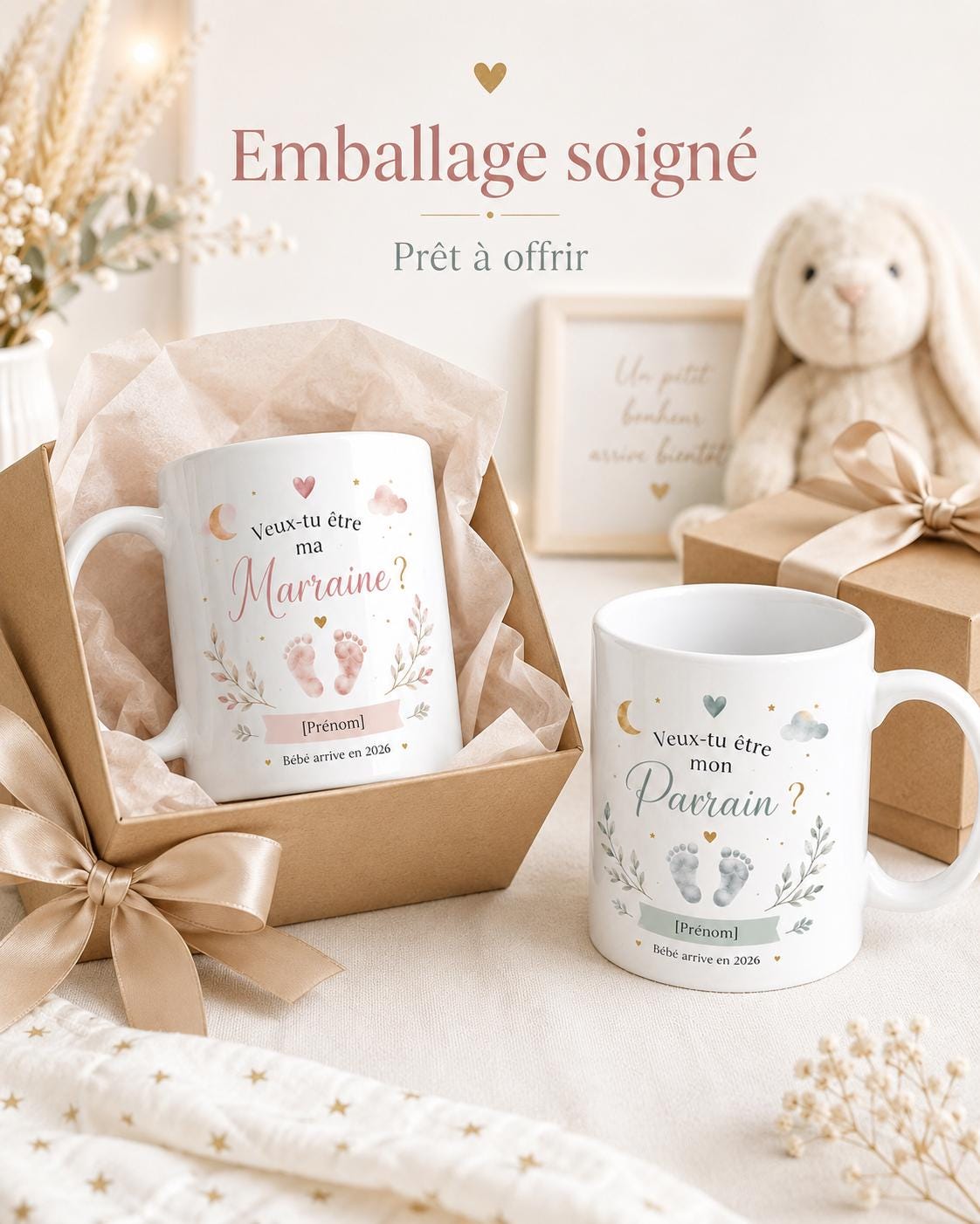 Mug Parrain Marraine Annonce Bébé, Veux-tu Être Mon Parrain ou Ma Marraine