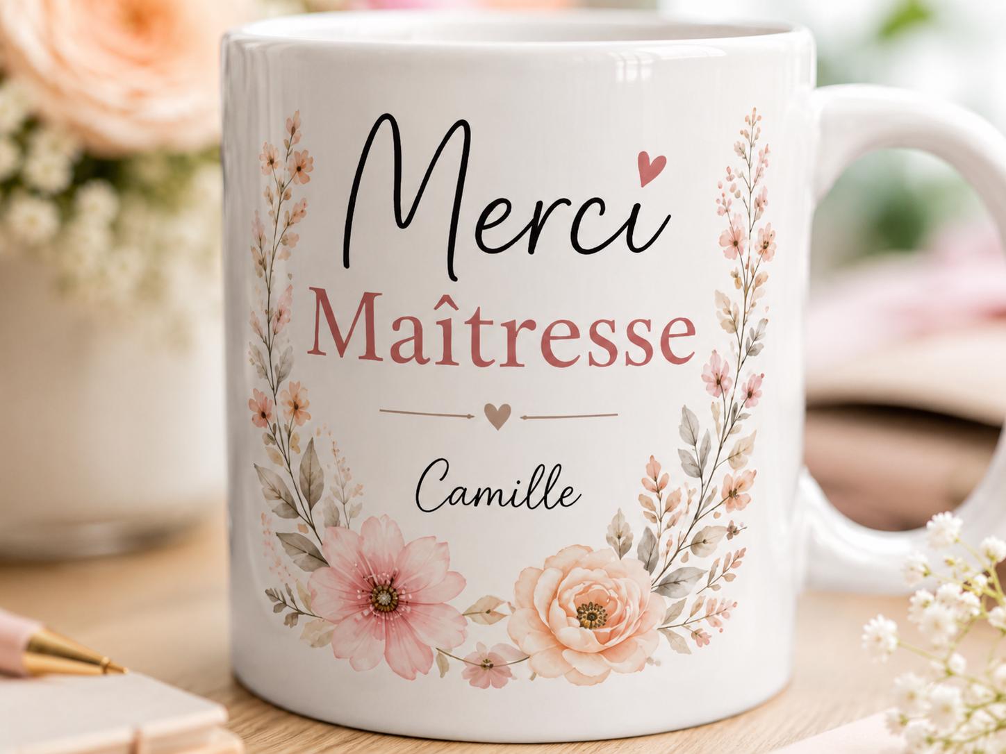 Comment personnaliser son mug Merci Maîtresse : prénom et message