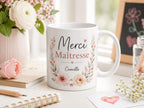 Mug personnalisé Merci Maîtresse avec prénom, idée cadeau fin d'année scolaire