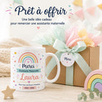 Mug Nounou Personnalisé, Cadeau Assistante Maternelle avec Prénom, Tasse Merci Nounou Fin d’Année, Souvenir Enfant