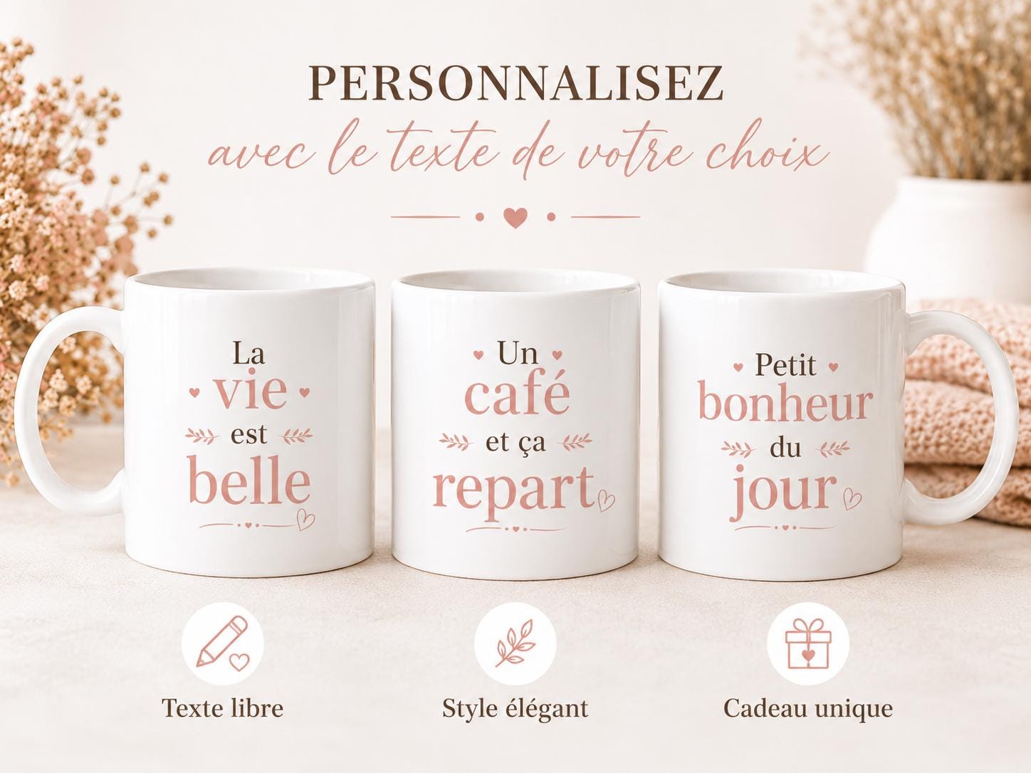 Mug Citation Personnalisée – Tasse Texte Libre avec Message Personnalisé
